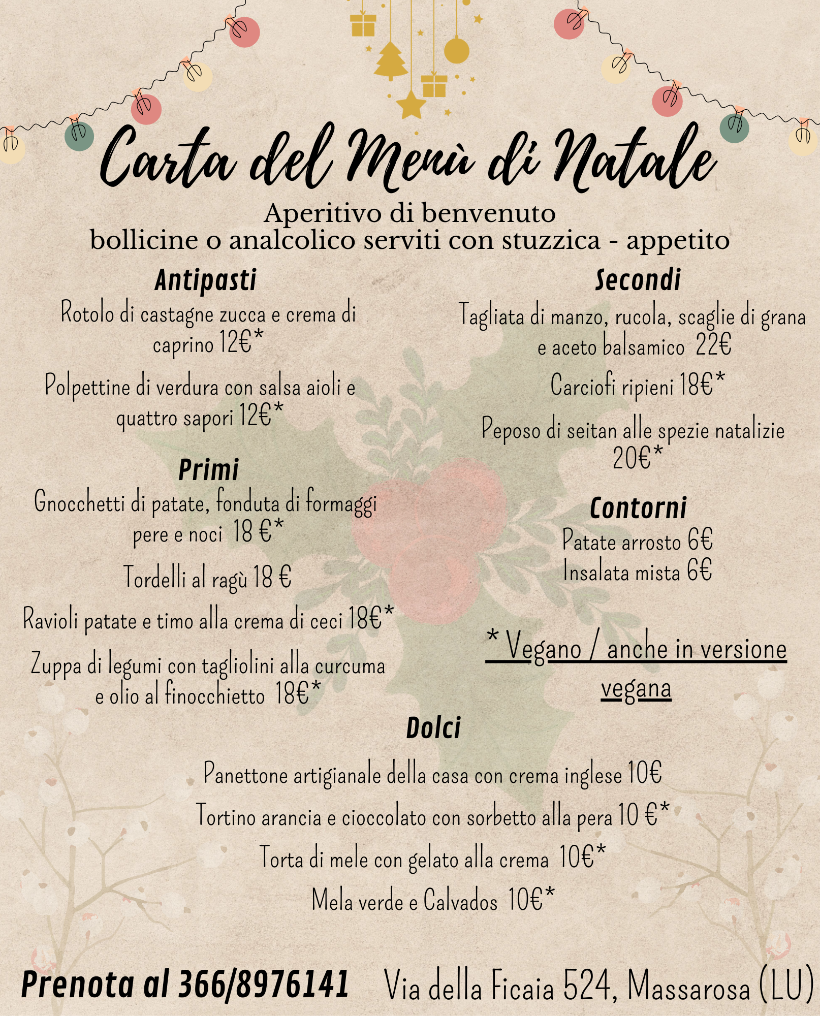 Pranzo di Natale alla carta.